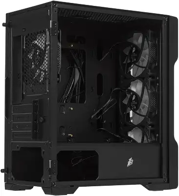 Корпус 1STPLAYER TRILOBITE T3-G, черный, mATX, Без БП (T3-G-BK-4F1)