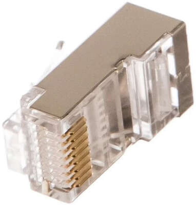 Коннектор NIKOMAX RJ45/8P8C под витую пару, Кат.5e (Класс D), 100МГц, покрытие 50мкд, универсальные ножи, экранированный, прозрачно-черный, круглый ввод, уп-ка 100шт.