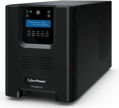 ИБП CyberPower PR1500ELCD, Line-Interactive, 1500VA/1350W, 8 IEC-320 С13 розеток, USB&Serial, SNMPslot, LCD дисплей, Black, 0.5х0.3х0.35м., 28.3кг./ UPS Line-Interactive CyberPower PR1500ELCD 1500VA/1350W USB/RS-232/EPO/SNMPslot (8 IEC С13)