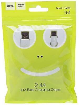 Кабель USB2.0 Hoco AM/Type-C, X13, 1м, белый