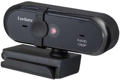 ExeGate Stream C925 Wide Full HD (2Мп, 1920х1080, 1080P,30fps, защитная шторка, фиксированный фокус, широкоугольный 4-линзовый объектив 79°, микрофон с шумоподавлением, универсальное крепление, USB, к