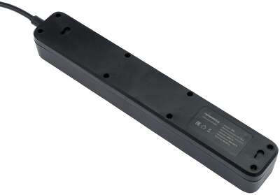 Сетевой фильтр Гарнизон EPS-5-B-2 черный, 5 розеток, 10А, кабель 2м, ур.защиты 2+, пакет