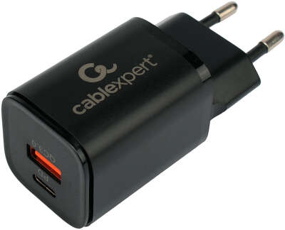 Зарядное устройство Cablexpert MP3A-PC-43, 30Вт GaN, 3А, QC4.0/PD, 1хUSB, 1хType-C, черный, пакет