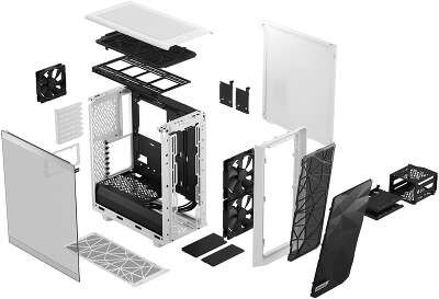 Корпус Fractal Design Meshify 2 Compact Clear Tempered Glass, белый, ATX, Без БП (FD-C-MES2C-05)