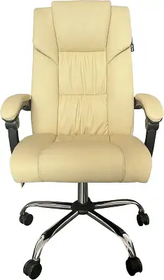 Кресло Cactus CS-CHR-OC04M-WT с вибромассажем слоновая кость экокожа с подголов. крестов.