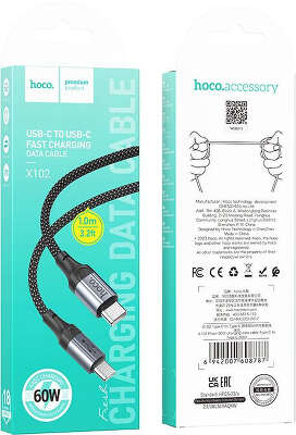 Кабель Hoco X102 Fresh USB (m)-USB Type-C (m) 1м, в оплетке, 3A, черный