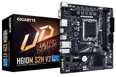 Материнская плата GIGABYTE H610M S2H V2 (LGA1700, mATX, H610, 2xDDR5, 1xPCI-Ex16, 1xM.2, HDMI+DP+VGA, RTL) (H610M S2H V2)