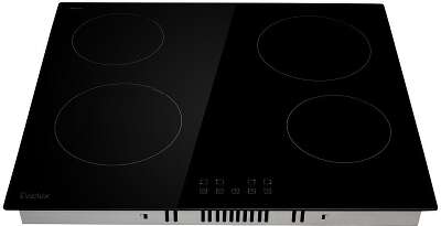 Электрическая варочная панель EVELUX, 4 конфорки, мощность конфорок 1200,1200,1800,1800 Вт, сенсорное управление, индикация остаточного тепла, защитное отключение, таймер, автоматическое отключение, HiLight, 9 уровней мощности, цвет черный