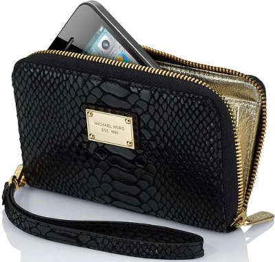 Сумка для iPhone 5/5S/5C Michael Kors Essential Zip Wallet, Black Saffiano [8158B9]