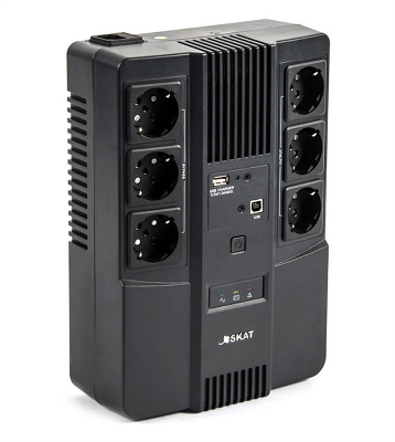 Источник бесперебойного питания (8998) Бастион SKAT-UPS 600 AI 600ВА/350Вт/Line-Interactive/АКБ 7Ачх1/220В/6хSchuko/3 л.г