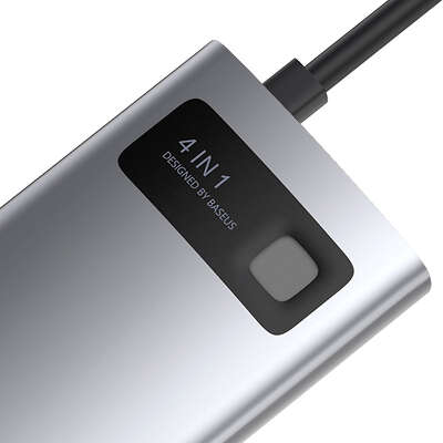Адаптер Baseus Metal Gleam 4-in-1 Multifunctional USB-C HUB, Grey [CAHUB-CY0G]