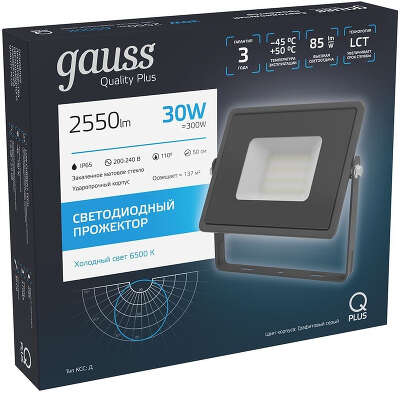 Прожектор уличный Gauss Qplus 690511330 светодиодный 30Втсерый