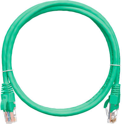 Коммутационный шнур NIKOMAX U/UTP 4 пары, Кат.5е (Класс D), 100МГц, 2хRJ45/8P8C, T568B, заливной, с защитой защелки, многожильный, BC (чистая медь), 24AWG (7х0,205мм), поливинилхлорид, зеленый, 1м