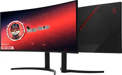 Монитор Bloody 34" MN340W черный VA LED 1ms 21:9 HDMI M/M матовая HAS Piv 300cd 178гр/178гр 3440x1440 180Hz FreeSync DP UW USB 5.7кг
