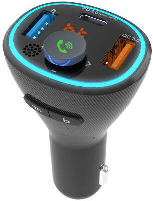 Автомобильный FM-модулятор Ritmix FMT-B300 черный BT USB (80000849)