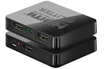 ORIENT HDMI 4K Splitter HSP0102HL, 1->2, HDMI 1.4/3D, UHDTV 4K(3840x2160)/HDTV1080p/1080i/720p, HDCP1.2, питание от USB, пластик.корпус (30103)