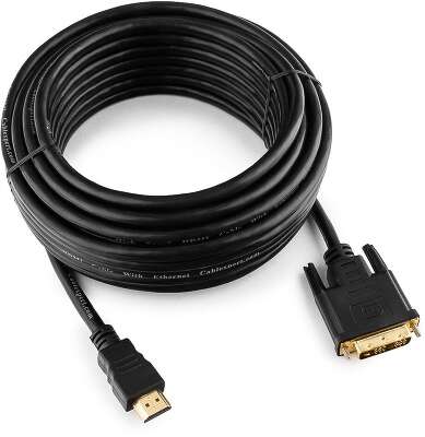 Кабель HDMI-DVI Cablexpert CC-HDMI-DVI-10MC, 19M/19M, single link, медь, позол.разъемы, экран, 10м, черный, пакет