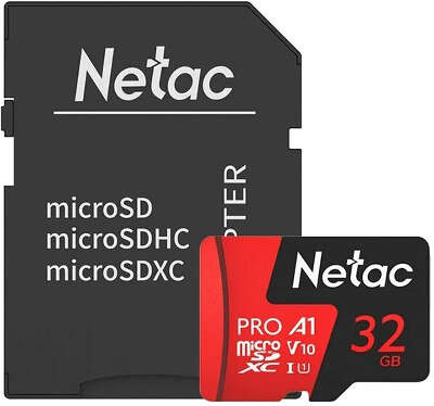 Карта памяти 32 Гб Micro SDHC Netac P500 Extreme Pro Class 10 UHS-I U1 V30 A1 с адаптером [NT02P500PRO-032G-R]