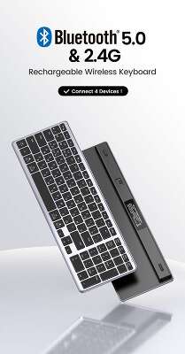 Клавиатура беспроводная UGREEN KU005 (15956) 2.4GHz Bluetooth5.0 Ultra Slim Wireless Keyboard. серебристый