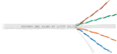 Кабель NIKOMAX U/UTP 4 пары, Кат.6 (Класс E), тест по ISO/IEC, 250МГц, одножильный, BC (чистая медь), 23AWG (0,55мм), полимерный материал нг(А)-HF, внутренний, оранжевый, 305м - гарантия: 5 лет / 15 лет системная