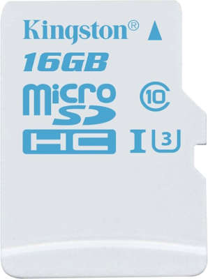 Карта памяти 16 Гб Micro SDHC Kingston Class 10 UHS-I U3 for Action Cameras [SDCAC/16GBSP]