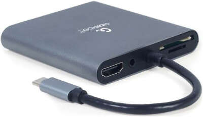 Адаптер интерфейсов Cablexpert A-CM-COMBO6-01, USB-CM 6-в-1 (Hub3.0, HDMI, VGA, кардридер, стерео-звук)