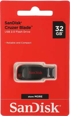 Флеш Диск Sandisk 32Gb Cruzer Blade SDCZ50-032G-B35 USB2.0 черный/красный