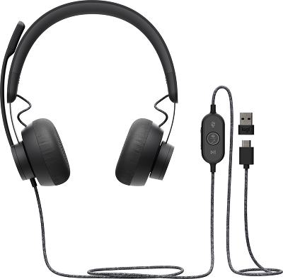 Гарнитура/ Logitech Headset Zone Wired Teams Graphite