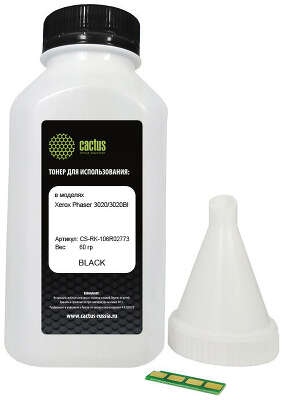 Тонер Cactus CS-RK-106R02773 черный флакон 60гр. (в компл.:чип) для принтера 106R02773