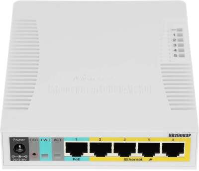 MikroTik RB260GSP (CSS106-1G-4P-1S) Коммутатор RouterBOARD 260GSP 1xSFP, 5x10/100/1000 Gigabit Ethernet, PoE with indoor case and power supply