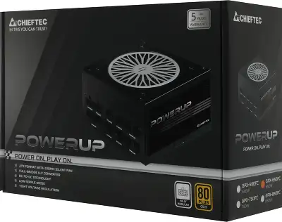 Блок питания Chieftec ATX 650W PowerUp GPX-650FC 80+ gold (20+4pin) APFC 120mm fan 9xSATA Cab Manag RTL