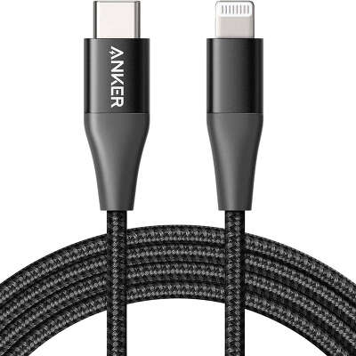 Кабель Anker PowerLine+ II USB-C to Lightning Cable, 0.9 м, кевлар, чёрный [A8652H11]