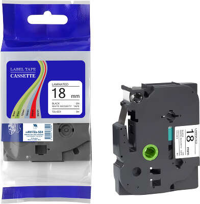 Картридж с лентой NVP TZe-SE4 черный на белом 18x8 для Brother (совместимый)