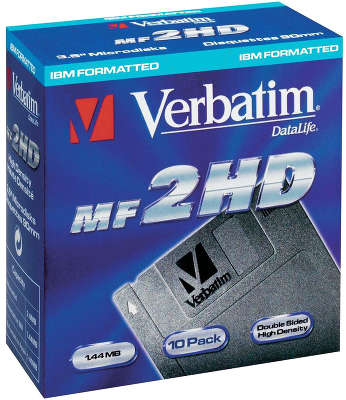 Дискеты 3.5" Verbatim DataLife, 10 дискет в картонной коробке