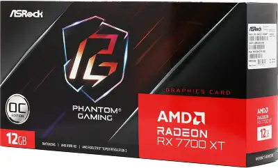 Видеокарта Asrock PCI-E 4.0 RX7700XT PG 12GO AMD Radeon RX 7700XT 12Gb 192bit GDDR6 2276/18000 HDMIx1 DPx3 HDCP Ret