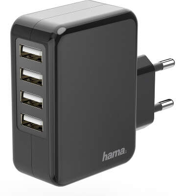 Сетевое зар./устр. Hama H-173676 24W 1.2A+1.2A+1.2A+1.2A 4xUSB универсальное черный (00173676)