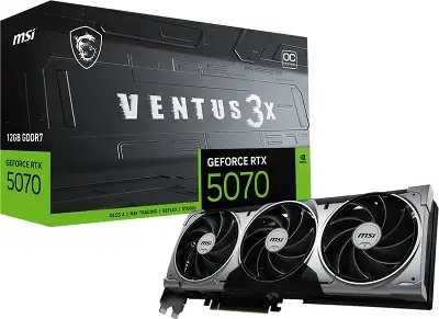Видеокарта MSI PCI-E 5.0 RTX 5070 12G VENTUS 3X OC NVIDIA GeForce RTX 5070 12Gb 192bit GDDR7 2542/28000 HDMIx1 DPx3 HDCP Ret