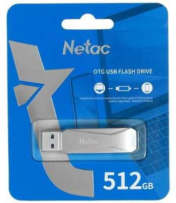 Модуль памяти USB3.0+Type-C Netac U782C 512 Гб серебристый [NT03U782C-512G-30PN]