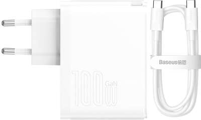 Зарядное устройство Baseus GaN5 Pro Fast Charger 100W Black + USB-C Cable 100W, White [CCGP090202]