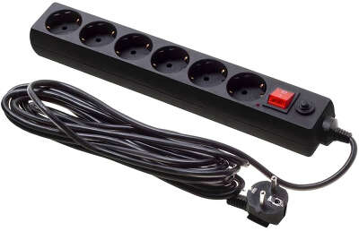 Сетевой фильтр Buro 600SH-16-5-B, 6-розеток, 5м, черный