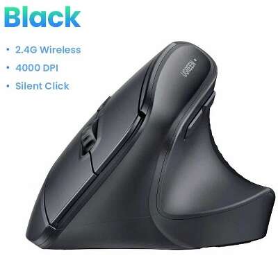 Беспроводная вертикальная мышка UGREEN M571 (55916) Wireless Vertical Mouse 2.4 GHz. Цвет: черный