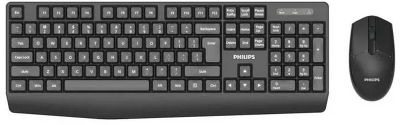 Аксессуары Philips Беспроводной Комплект SPT6337, 2.4 GHz 104 клав/3 кнопки, 1600dpi, русская заводская раскладка, чёрный
