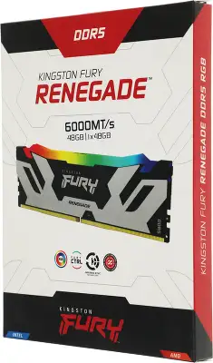 Память DDR5 48GB 6000MHz Kingston KF560C32RSA-48 Fury Renegade Silver RGB RTL Gaming PC5-48000 CL32 DIMM UDIMM 288-pin 1.35В single rank с радиатором Ret