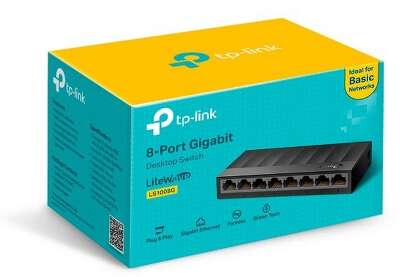 Коммутатор TP-LINK LS1008G 8-портовый гигабитный неуправляемый коммутатор, 8 портов RJ45 10/100/1000 Мбит/с, пластиковый корпус, настольный/монтируемый на стену, plug and play, энергосберегающая технология (085476)