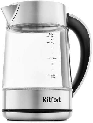 Чайник Kitfort KT-690 1.7л. 2200Вт прозрачный (корпус: стекло)