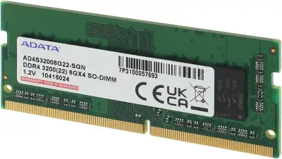 Память DDR4 8Gb 3200MHz A-Data AD4S32008G22-SGN RTL PC4-25600 CL22 SO-DIMM 260-pin 1.2В single rank Ret