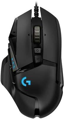 Мышь игровая Logitech G502 Hero16K черная, оптическая (Hero25K) , 100-25600dpi, 1мс, USB 2.1м, 11 кнопок (2 механика), RGB подсветка, утяжелители, под правую руку