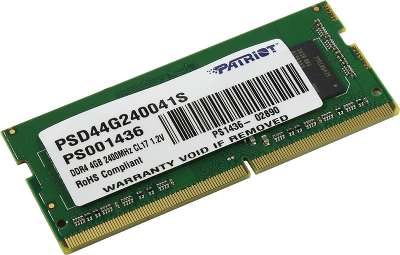 Модуль памяти SO-DIMM DDR4 4096Mb DDR2400 Patriot [PSD44G240041S]