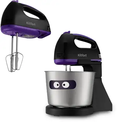 Миксер ручной Kitfort КТ-3412 100Вт черный/фиолетовый