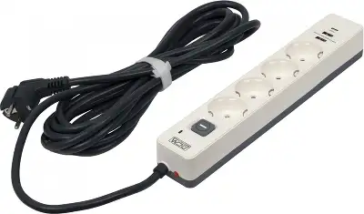 Сетевой фильтр PowerCom SP-01 USB2A1CW 3.0M, 4 розетки, 2xUSB, 1xUSB-Type C, 3м, 16A